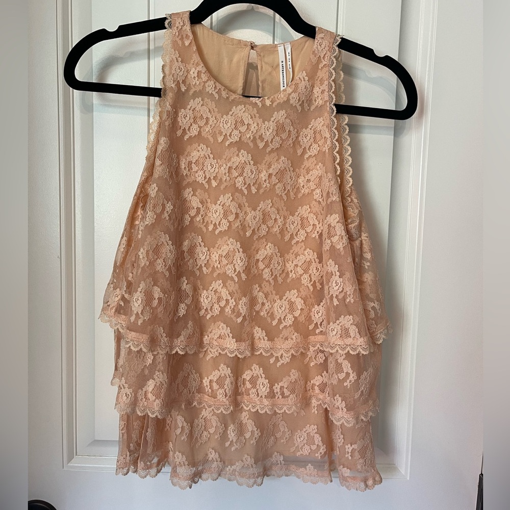 Anthropologie Peach Lace Blouse